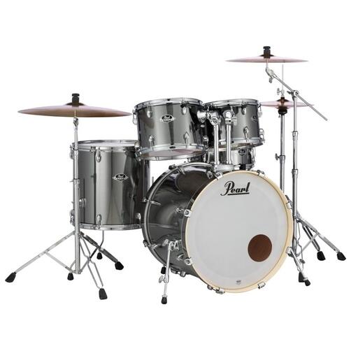 Pearl EXX Export Fusion Drum Kit with Sabian Cymbals in Smokey Chrome 10,12,14,20,14 snare and hardware